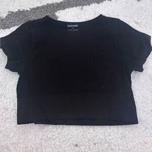 Garage Black Cropped Short Sleeve Top Basic Size Small